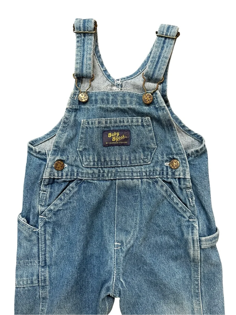 Vintage Kids Unisex Oshkosh B’Gosh Faded Denim Vestbak Overalls Size 18 Months